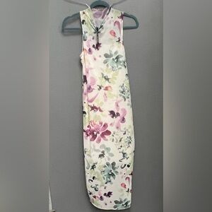 Steve Madden Floral Halter Maxi Dress in White, Pink and Green